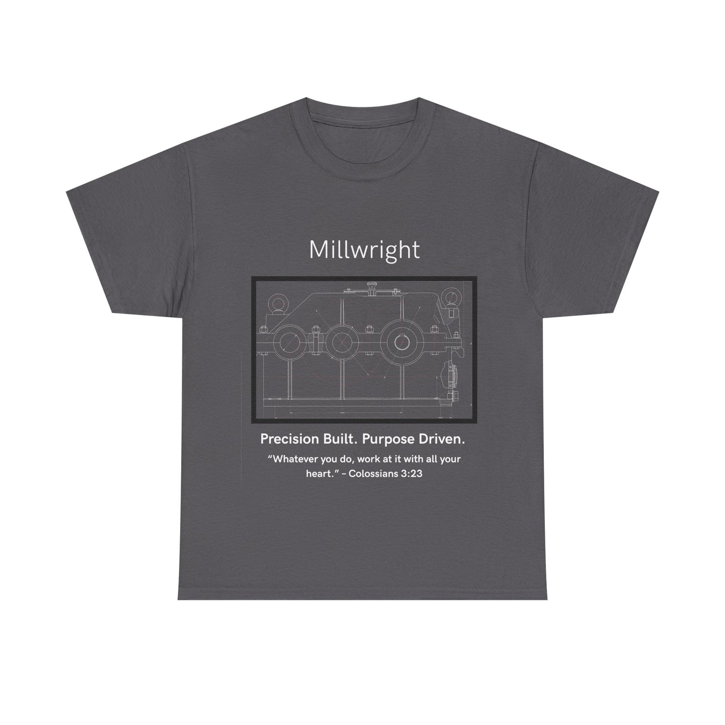Gearbox Blueprint Unisex Tee - Millwright Precision Built Bible Verse Shirt, Craftsmanship