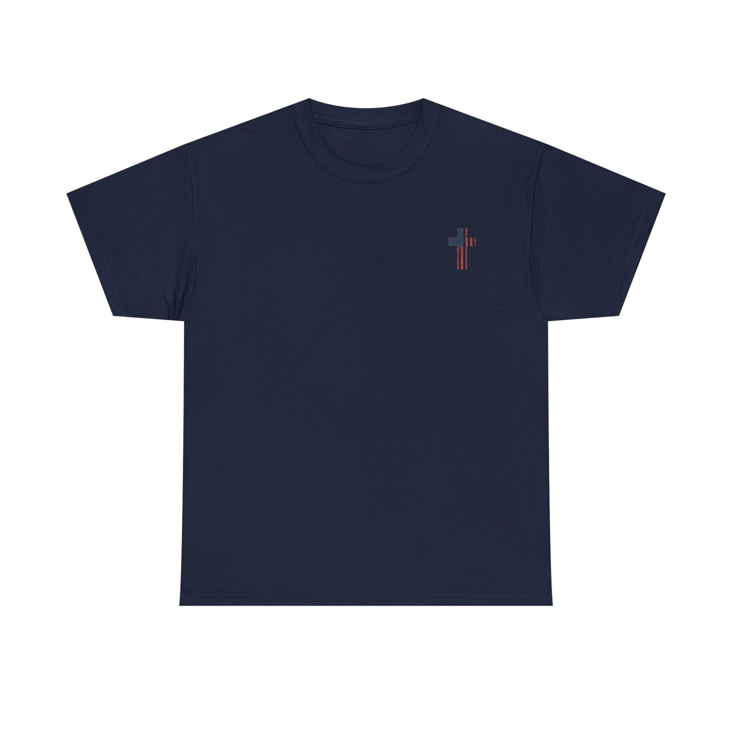 American Flag Cross Unisex Heavy Cotton Tee, Patriotic Shirt, Family Gift, Country T-shirt, Independence Day Clothing