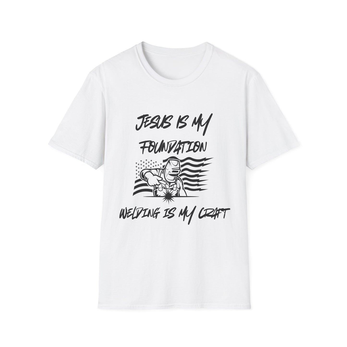 Welder T-Shirt with American Flag and Jesus Design