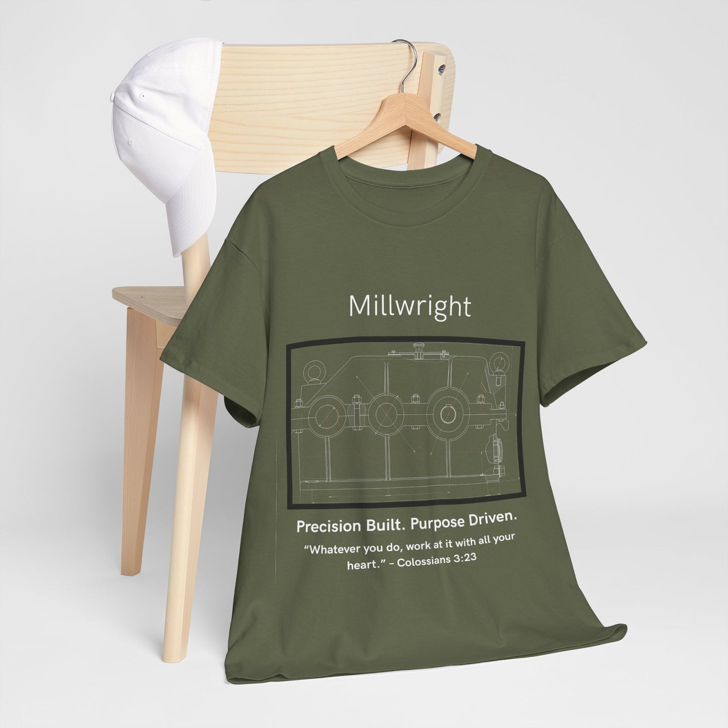 Gearbox Blueprint Unisex Tee - Millwright Precision Built Bible Verse Shirt, Craftsmanship