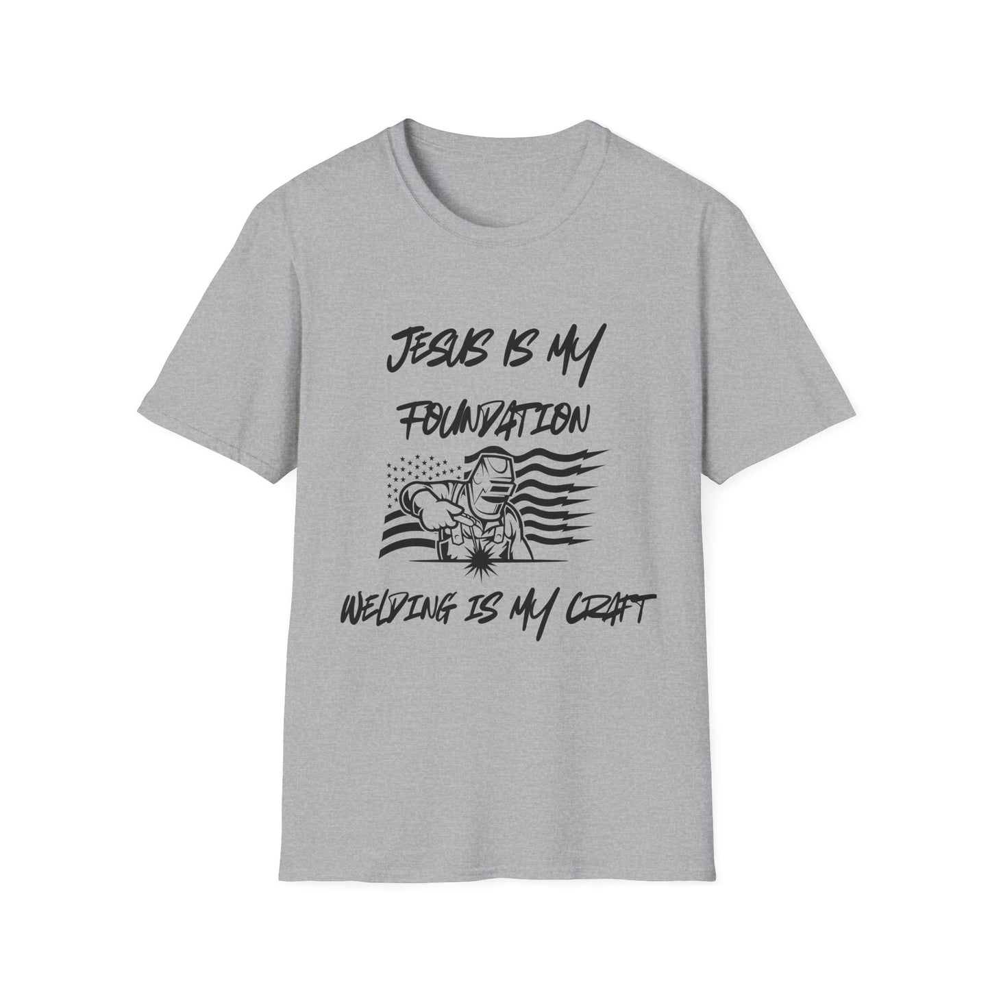 Welder T-Shirt with American Flag and Jesus Design