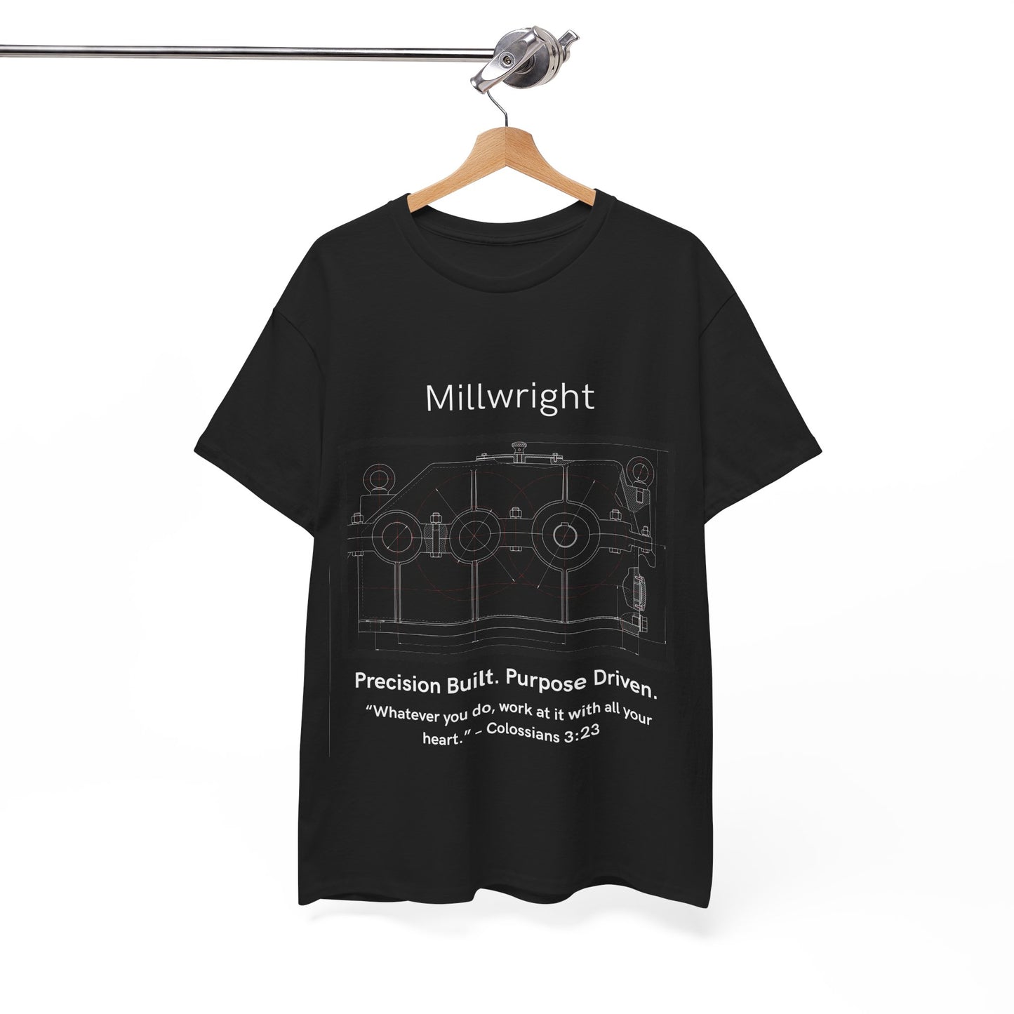 Gearbox Blueprint Unisex Tee - Millwright Precision Built Bible Verse Shirt, Craftsmanship