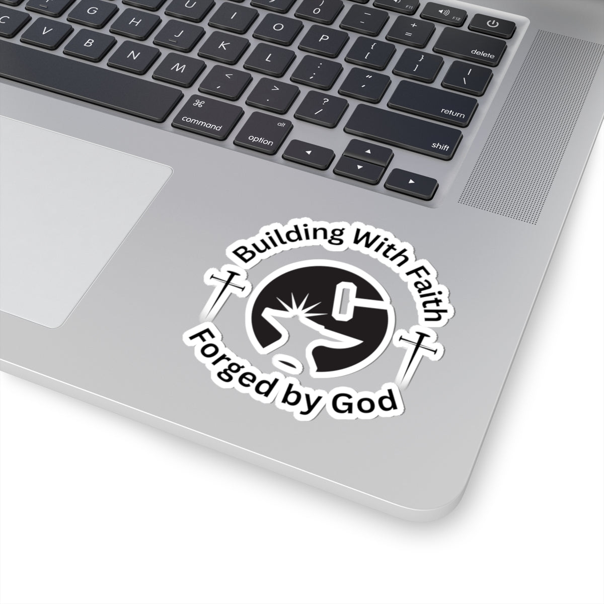 Sticker: Building with Faith Forged by God Design