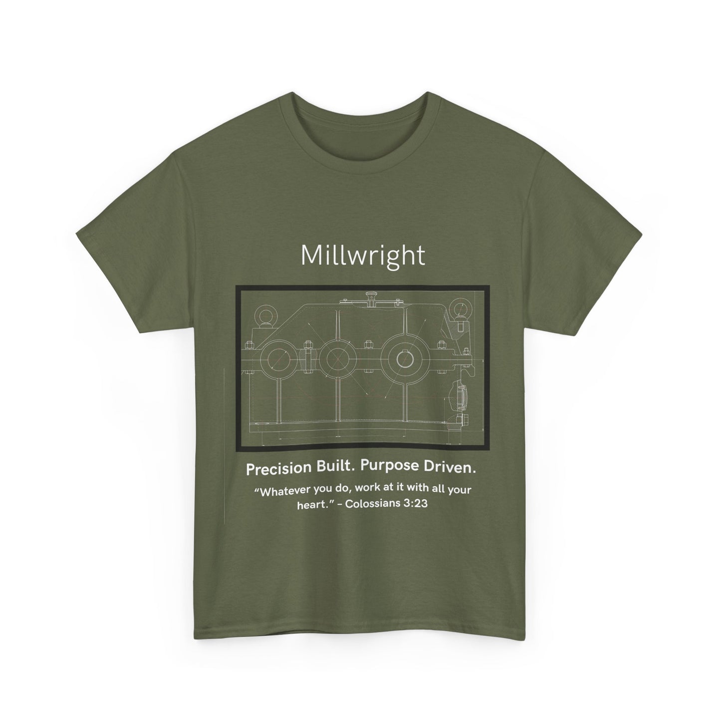 Gearbox Blueprint Unisex Tee - Millwright Precision Built Bible Verse Shirt, Craftsmanship