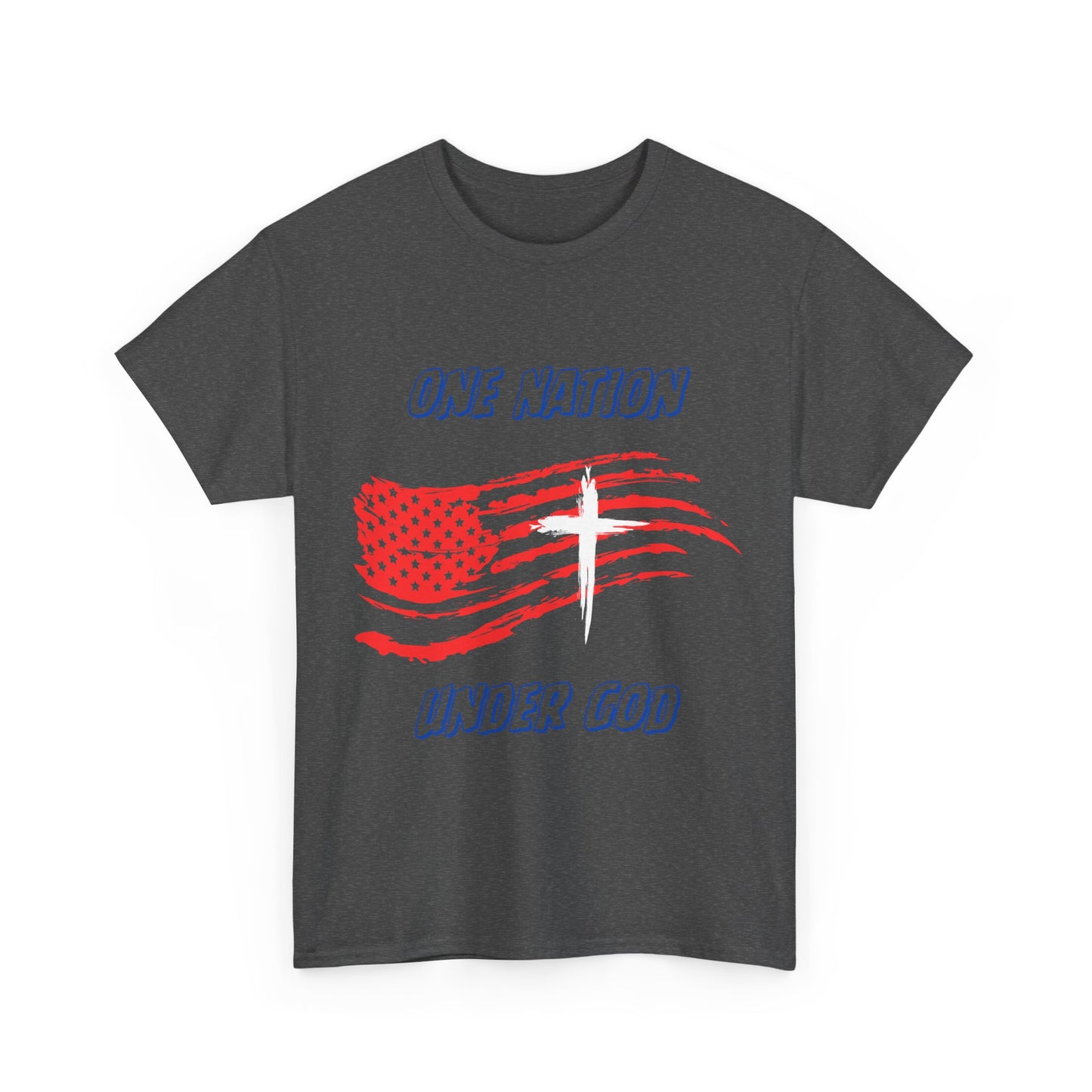 Patriotic Tee with American Flag and Cross, Unisex Graphic Shirt for Independence Day, One Nation under God, Fourth of July Gift, Religious