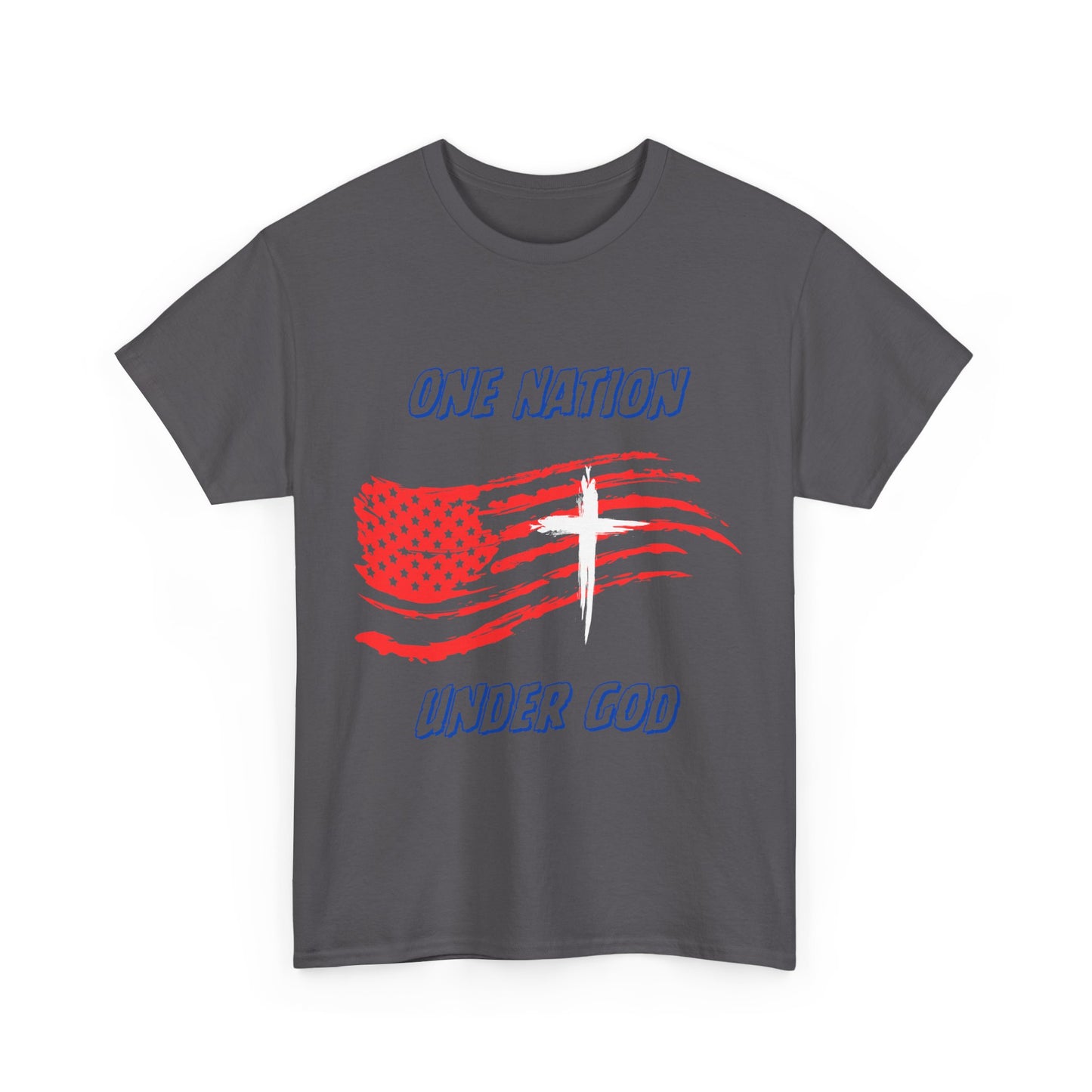 Patriotic Tee with American Flag and Cross, Unisex Graphic Shirt for Independence Day, One Nation under God, Fourth of July Gift, Religious