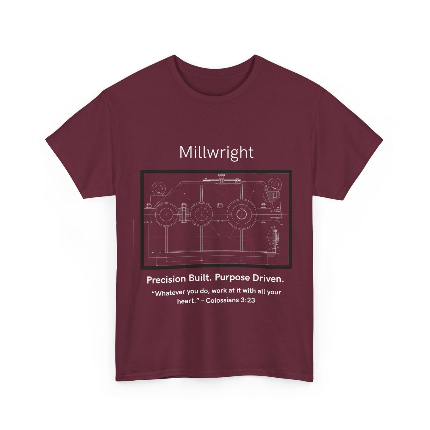 Gearbox Blueprint Unisex Tee - Millwright Precision Built Bible Verse Shirt, Craftsmanship