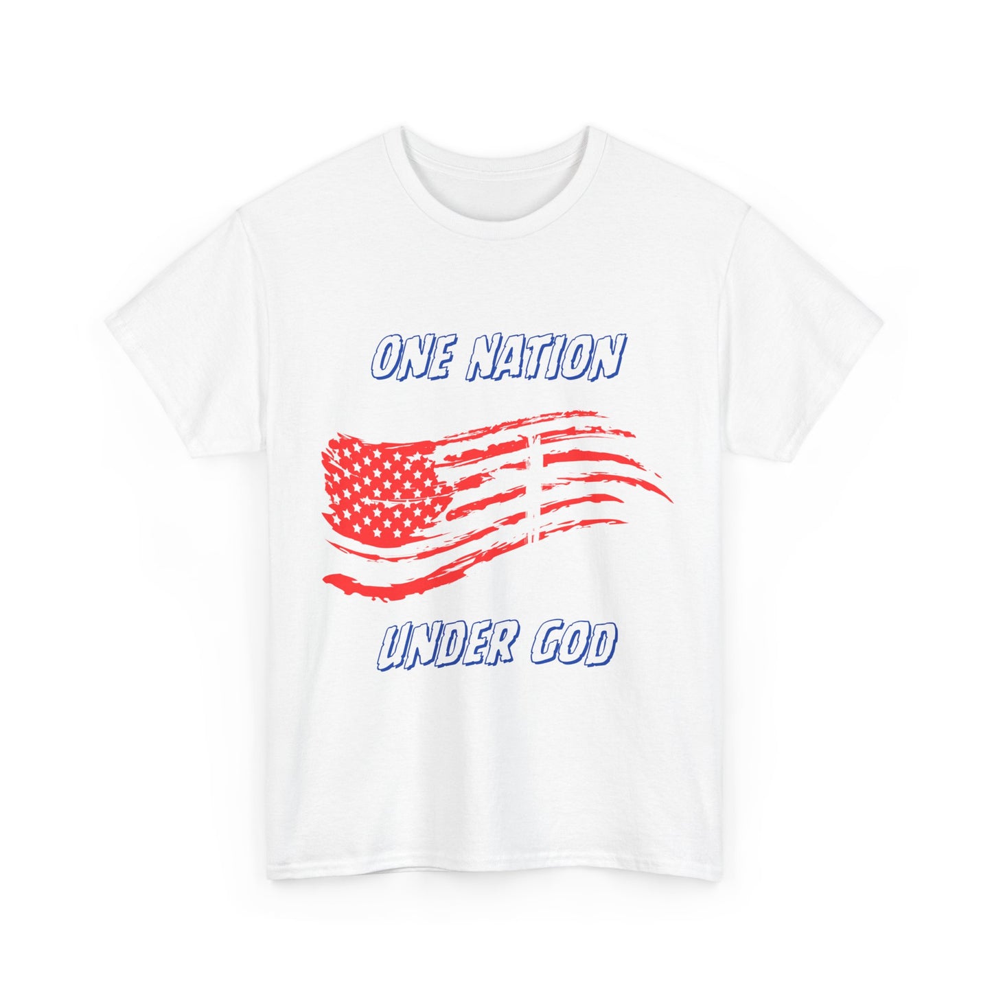 Patriotic Tee with American Flag and Cross, Unisex Graphic Shirt for Independence Day, One Nation under God, Fourth of July Gift, Religious