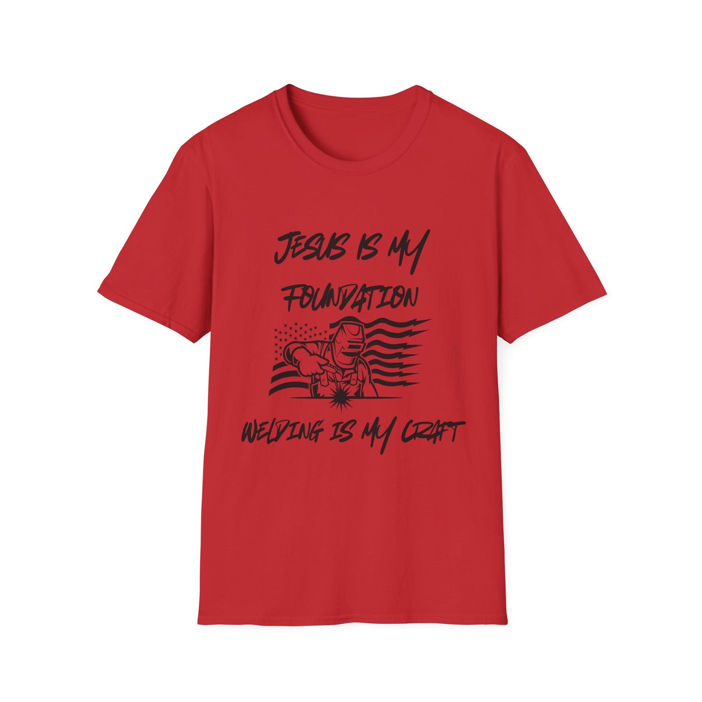 Welder T-Shirt with American Flag and Jesus Design