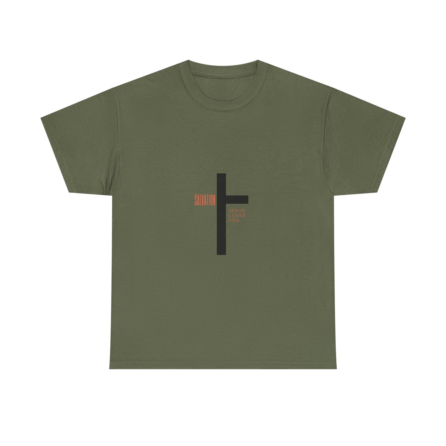 T-Shirt - Cross with 'Salvation' and 'Jesus Loves You' Design
