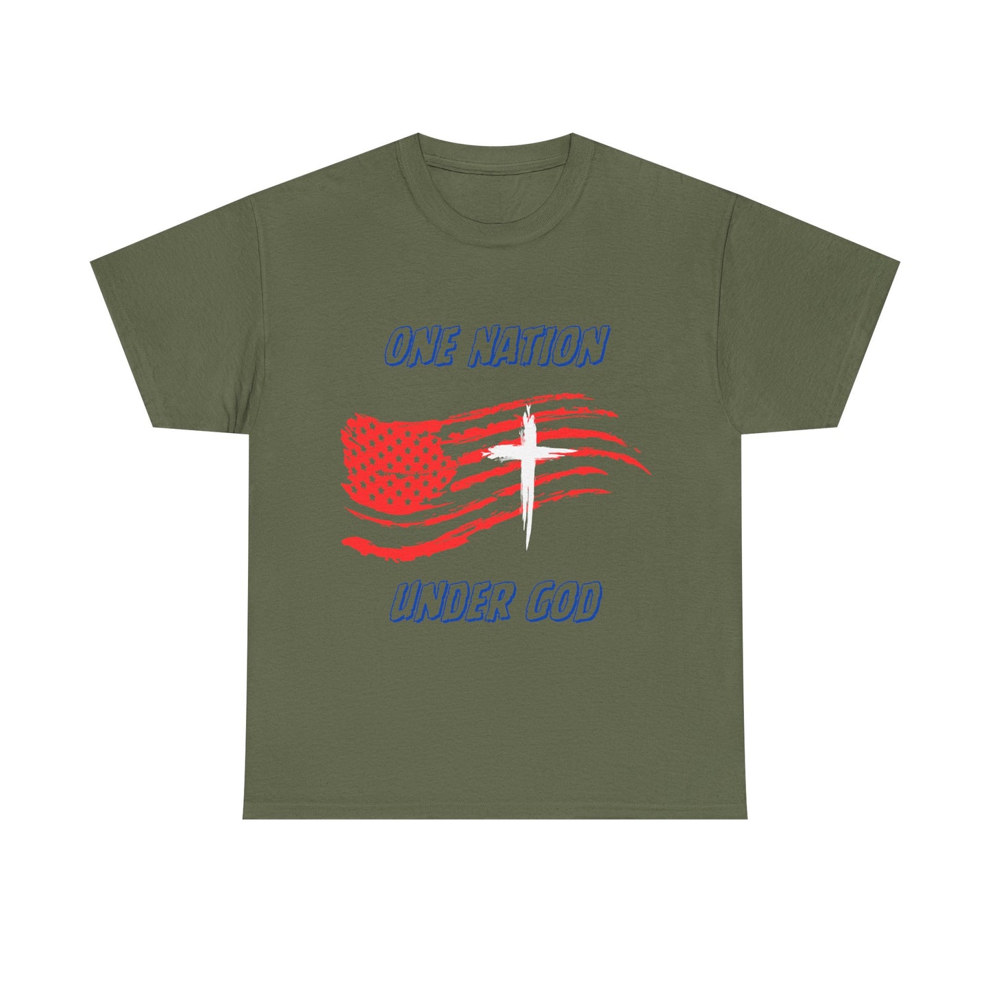 Patriotic Tee with American Flag and Cross, Unisex Graphic Shirt for Independence Day, One Nation under God, Fourth of July Gift, Religious