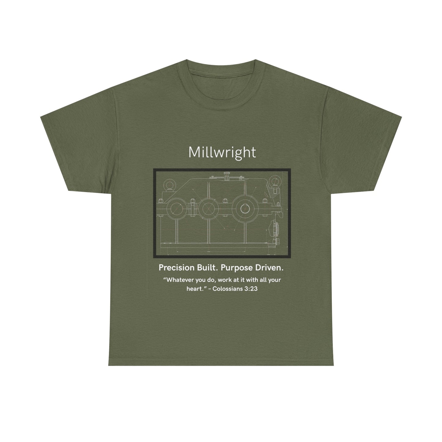 Gearbox Blueprint Unisex Tee - Millwright Precision Built Bible Verse Shirt, Craftsmanship