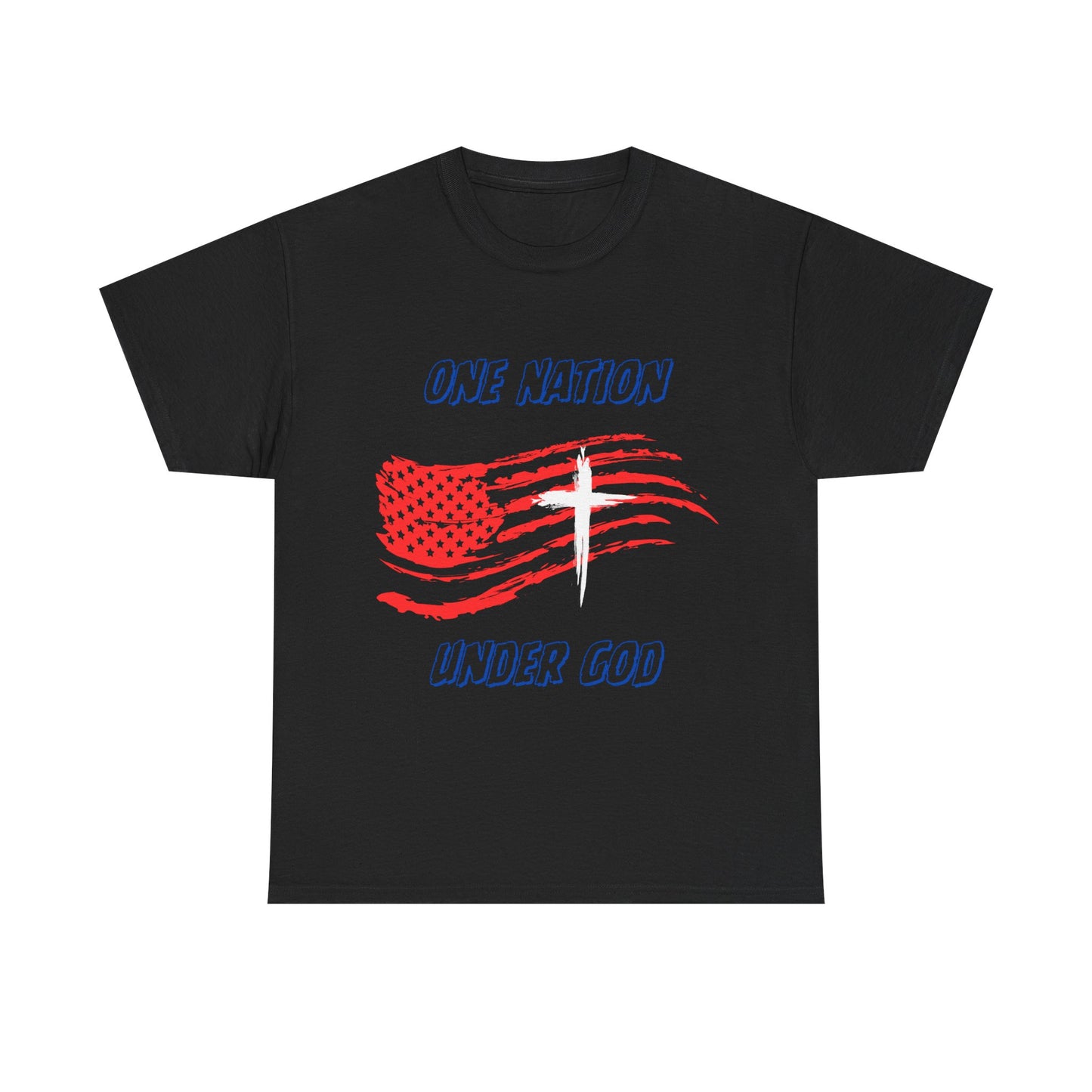 Patriotic Unisex Heavy Cotton Tee, One Nation Under God, American Flag Shirt, Casual Tee, Independence Day Apparel, Gift for Patriots