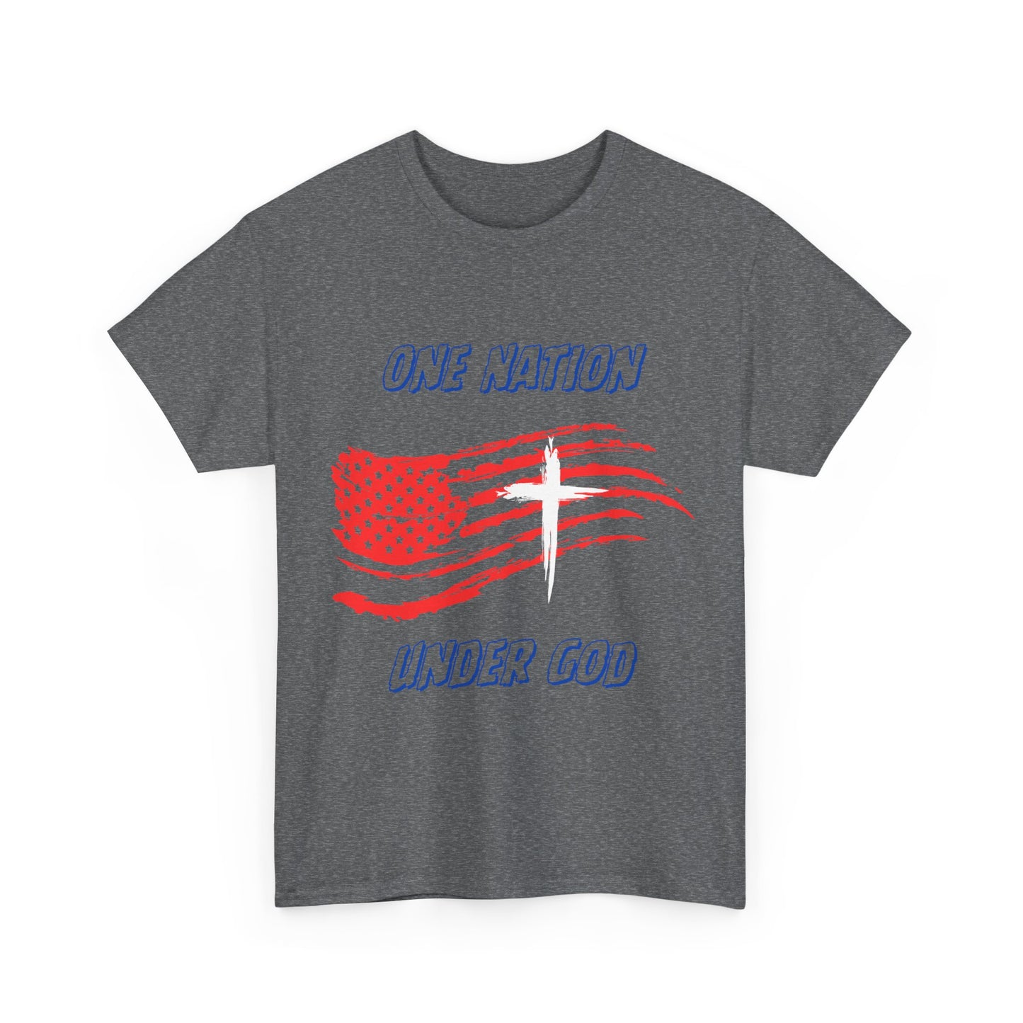 Patriotic Tee with American Flag and Cross, Unisex Graphic Shirt for Independence Day, One Nation under God, Fourth of July Gift, Religious