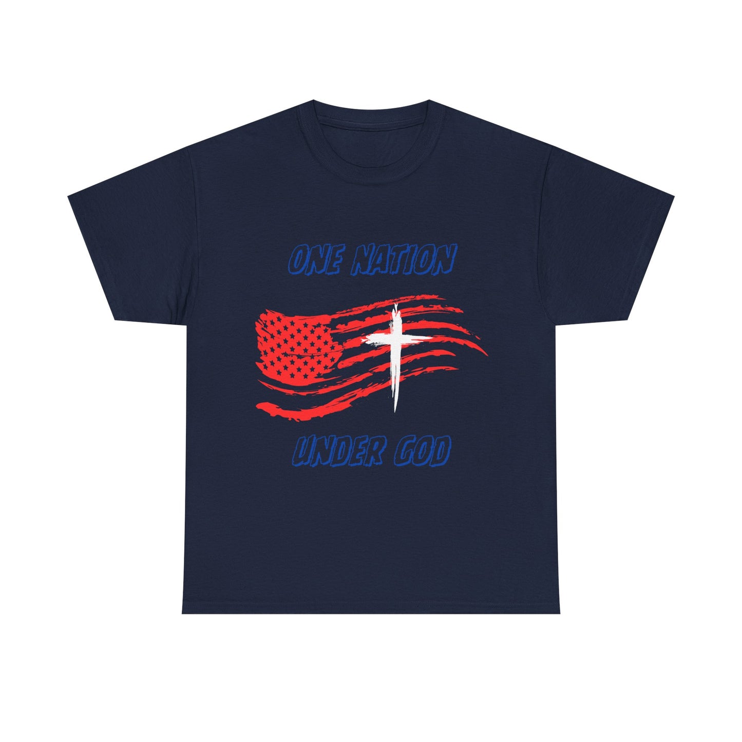 Patriotic Unisex Heavy Cotton Tee, One Nation Under God, American Flag Shirt, Casual Tee, Independence Day Apparel, Gift for Patriots