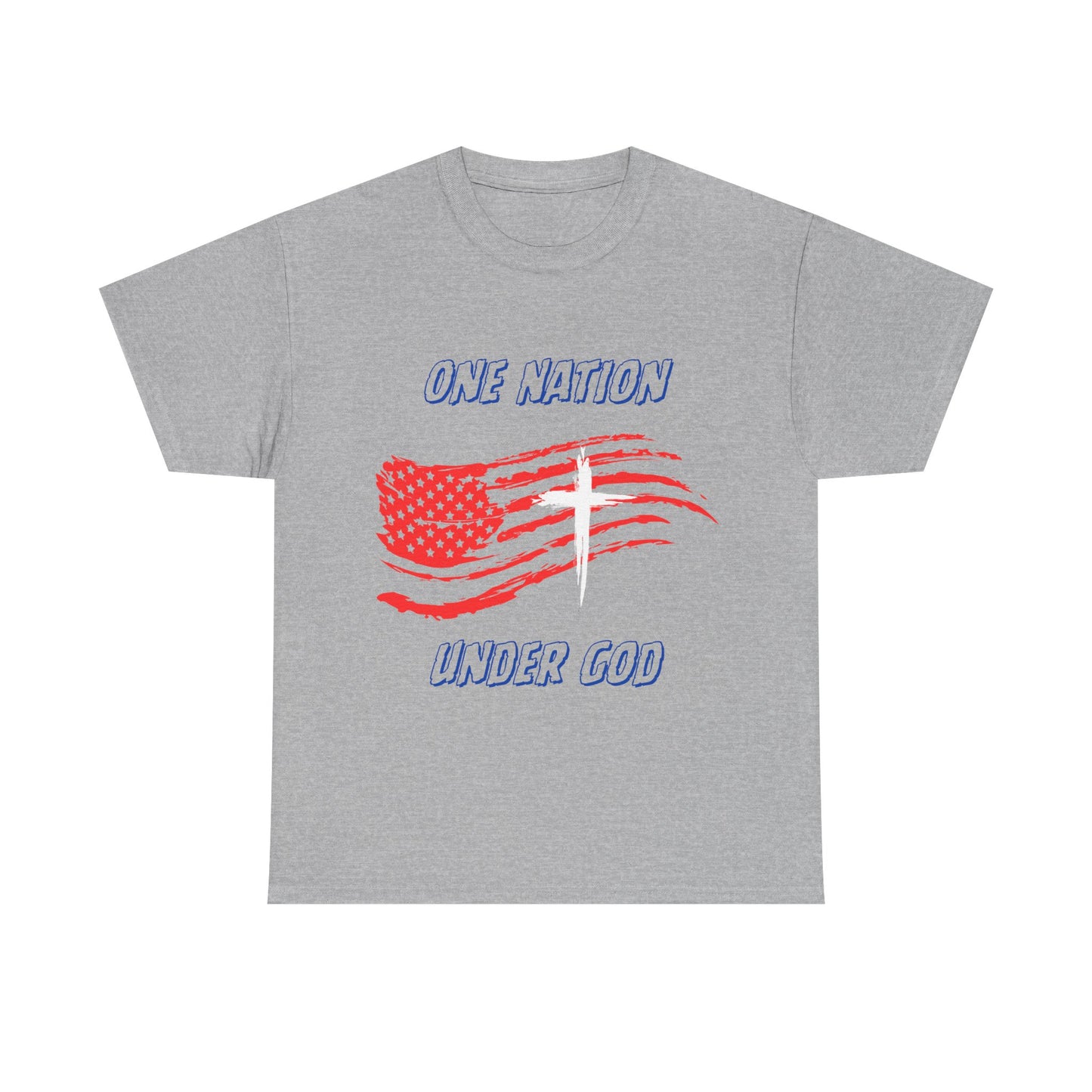 Patriotic Unisex Heavy Cotton Tee, One Nation Under God, American Flag Shirt, Casual Tee, Independence Day Apparel, Gift for Patriots