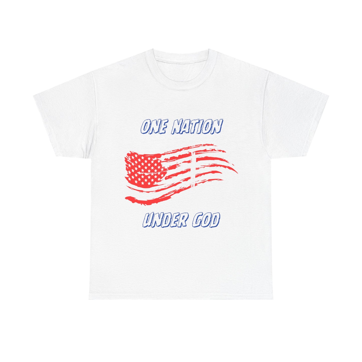 Patriotic Tee with American Flag and Cross, Unisex Graphic Shirt for Independence Day, One Nation under God, Fourth of July Gift, Religious