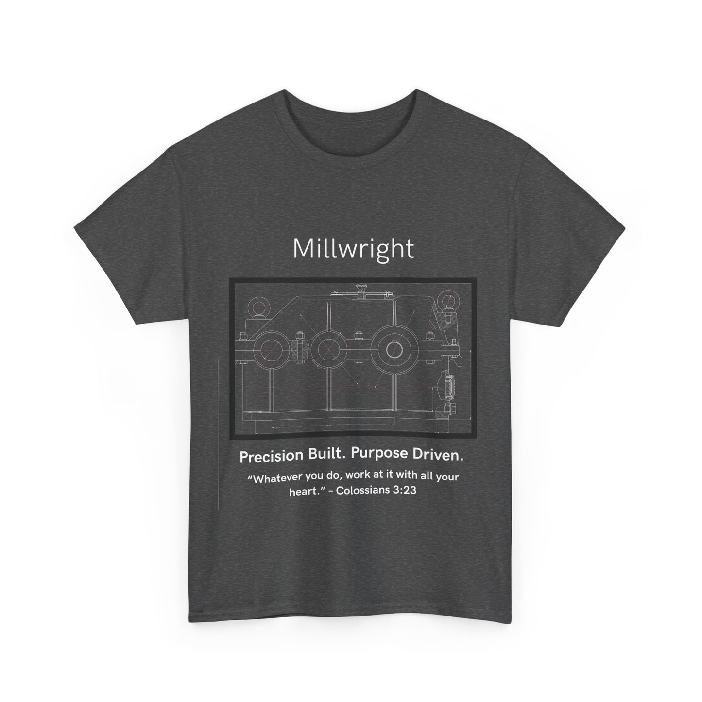 Gearbox Blueprint Unisex Tee - Millwright Precision Built Bible Verse Shirt, Craftsmanship