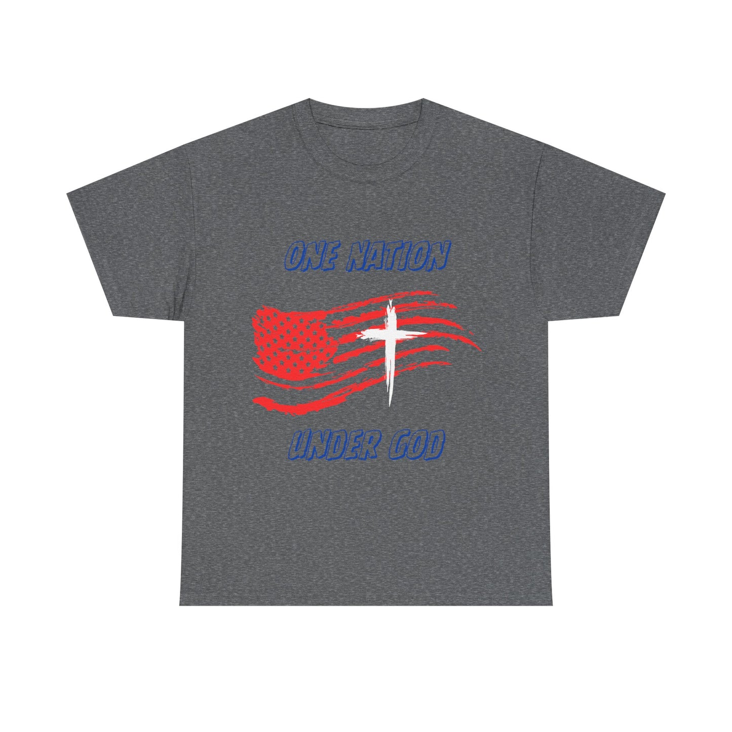Patriotic Unisex Heavy Cotton Tee, One Nation Under God, American Flag Shirt, Casual Tee, Independence Day Apparel, Gift for Patriots