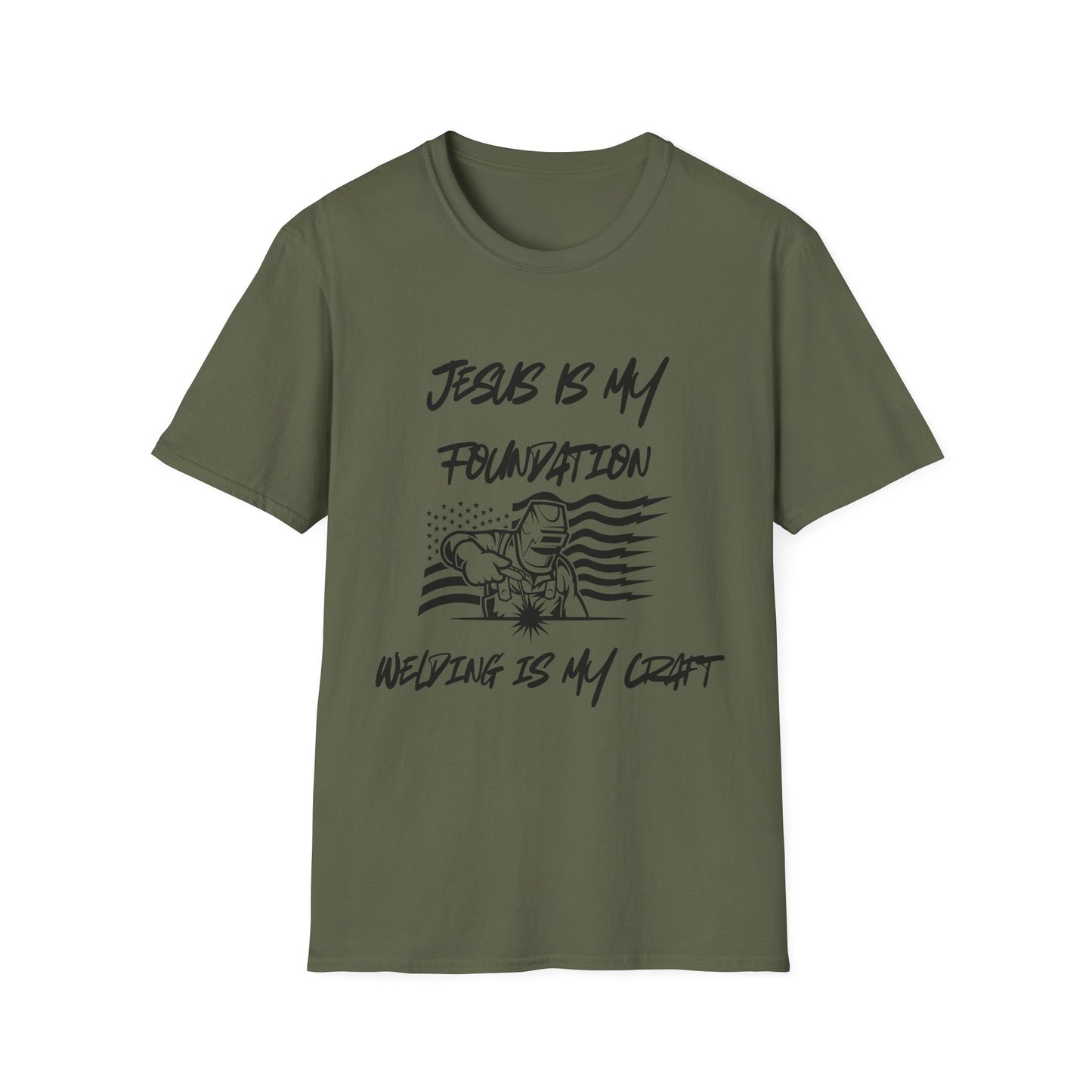 Welder T-Shirt with American Flag and Jesus Design