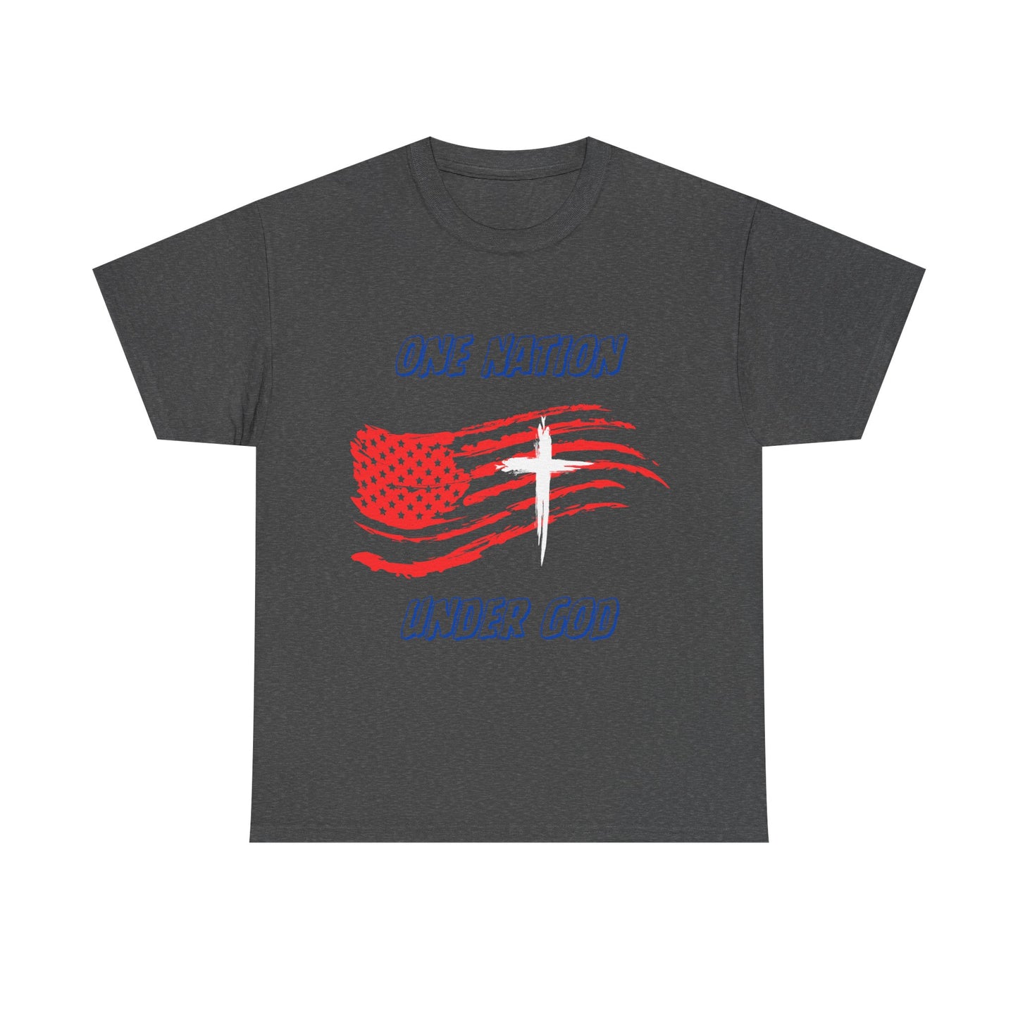 Patriotic Unisex Heavy Cotton Tee, One Nation Under God, American Flag Shirt, Casual Tee, Independence Day Apparel, Gift for Patriots