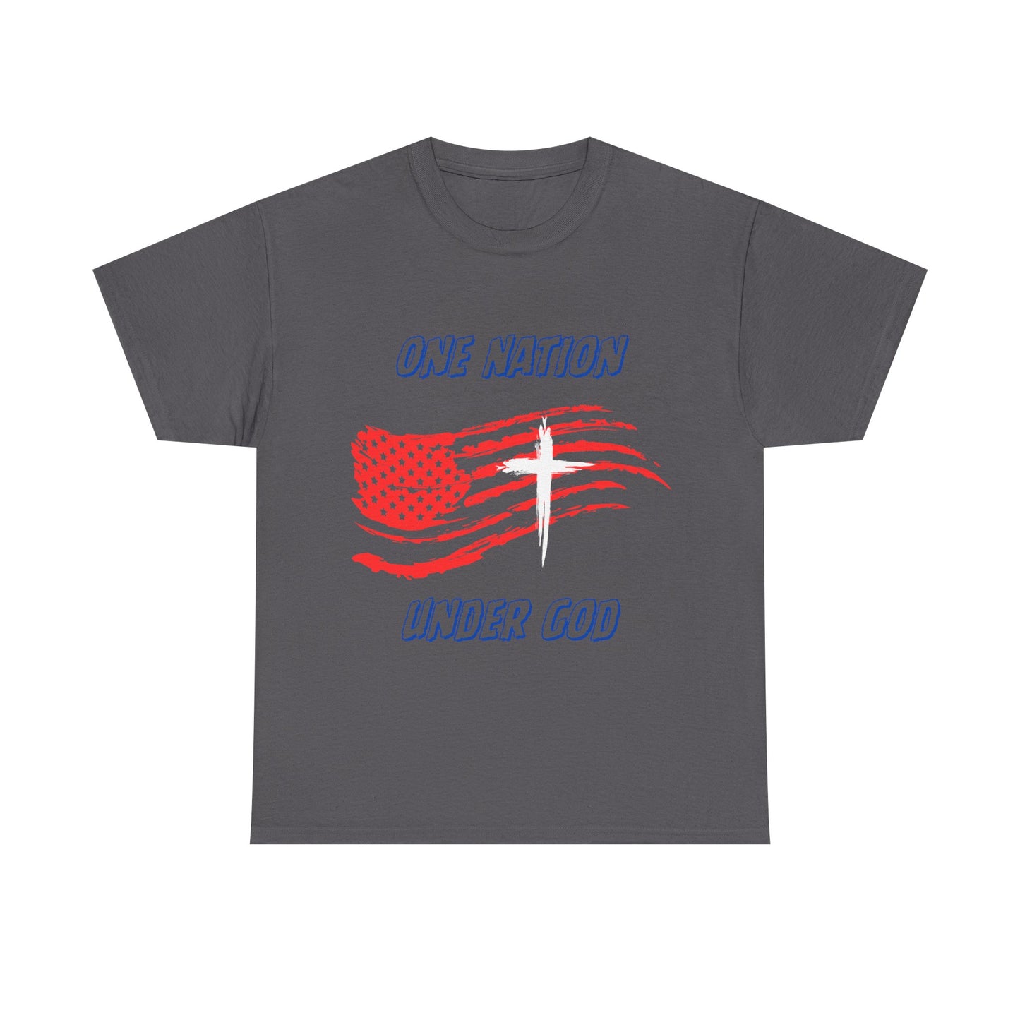 Patriotic Unisex Heavy Cotton Tee, One Nation Under God, American Flag Shirt, Casual Tee, Independence Day Apparel, Gift for Patriots