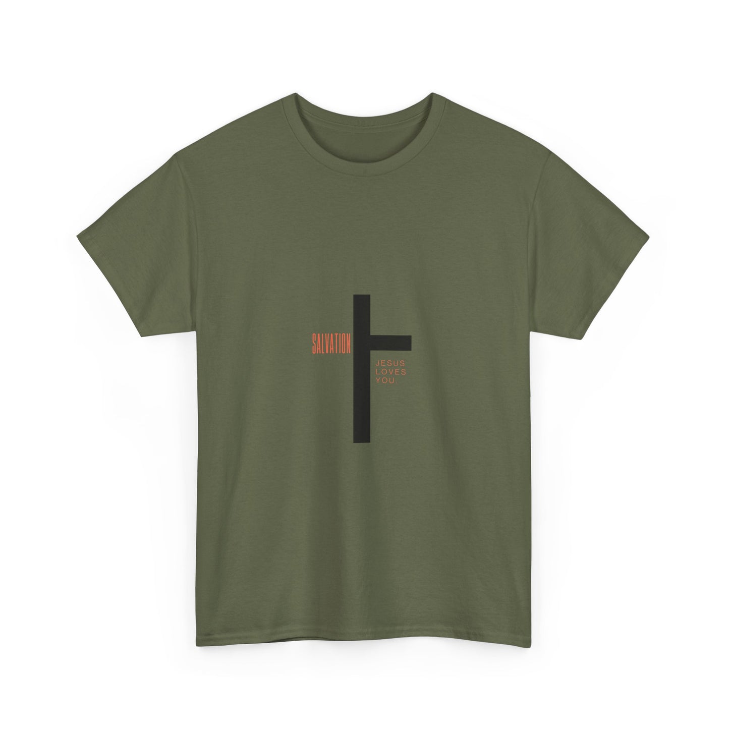 T-Shirt - Cross with 'Salvation' and 'Jesus Loves You' Design