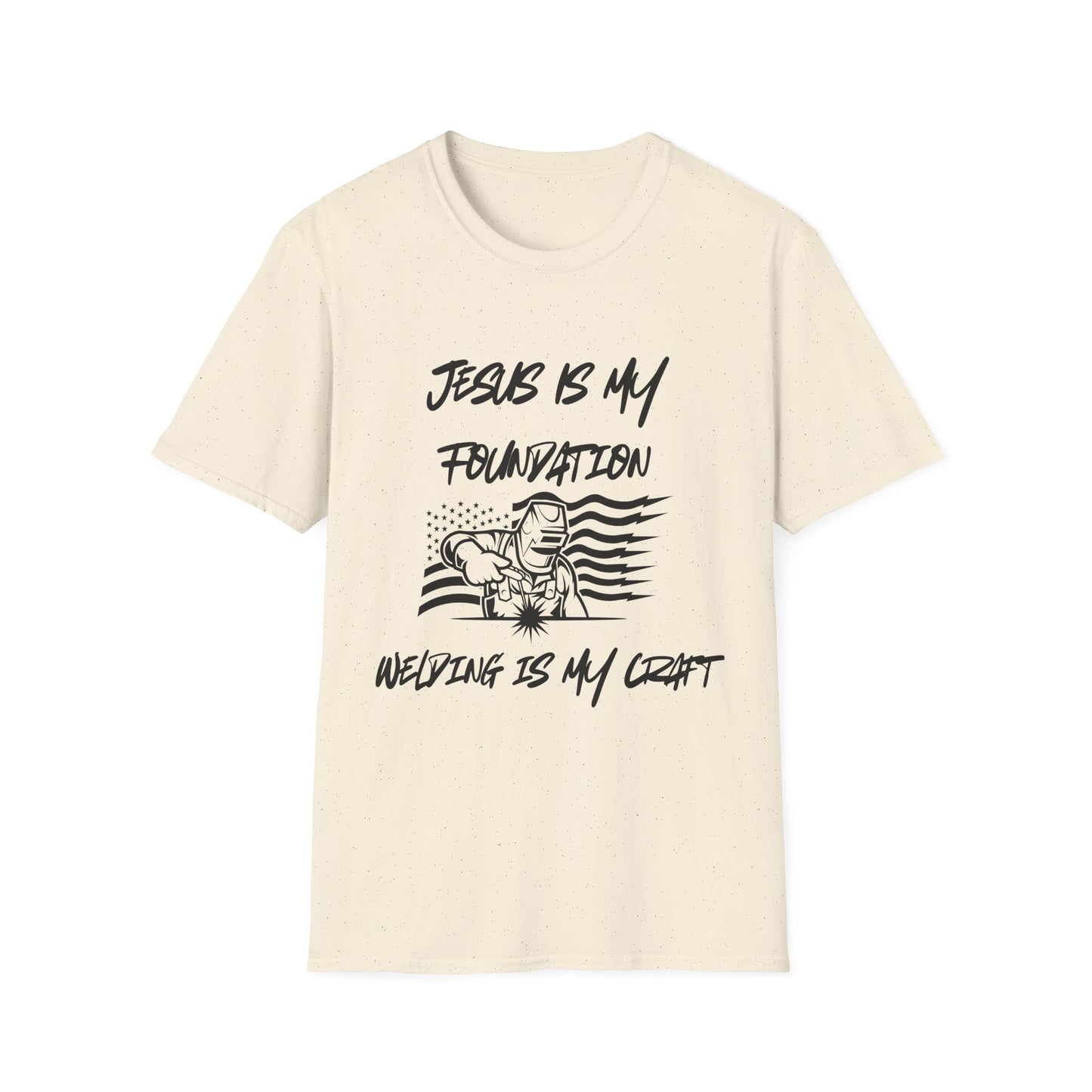 Welder T-Shirt with American Flag and Jesus Design