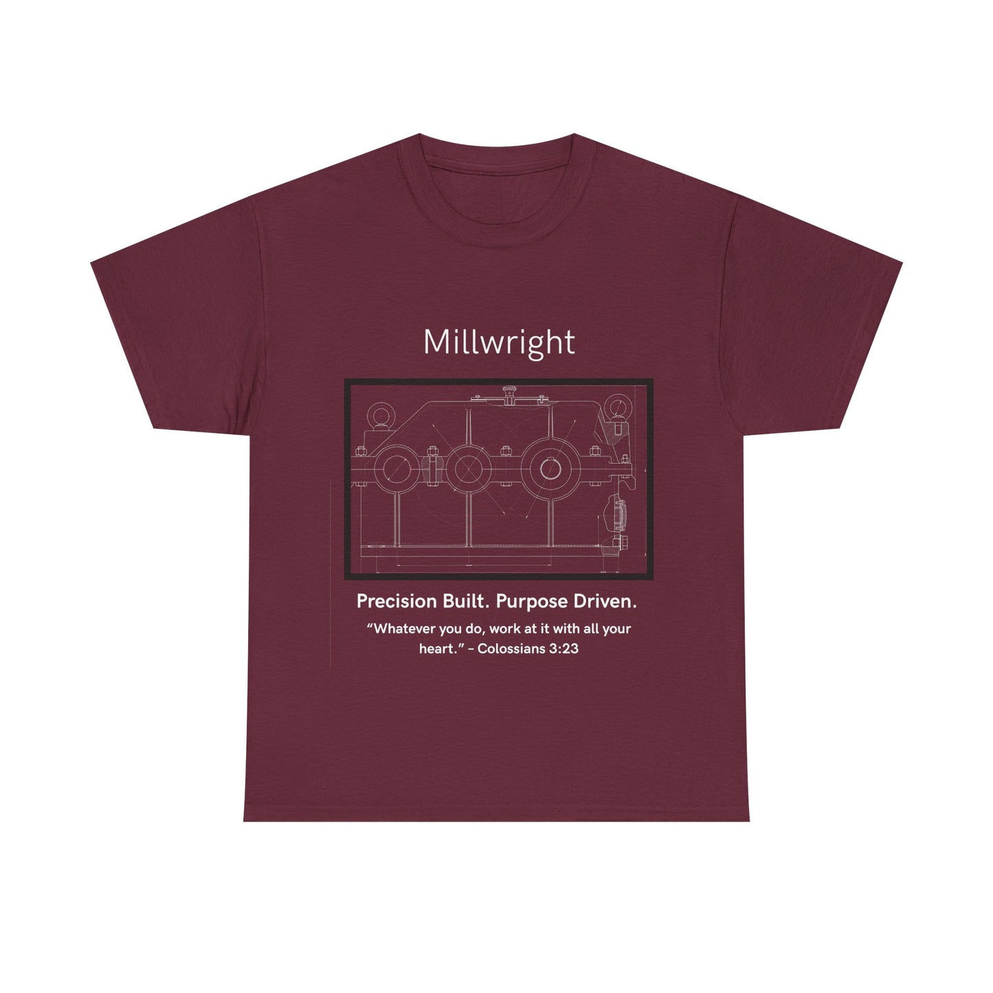 Gearbox Blueprint Unisex Tee - Millwright Precision Built Bible Verse Shirt, Craftsmanship