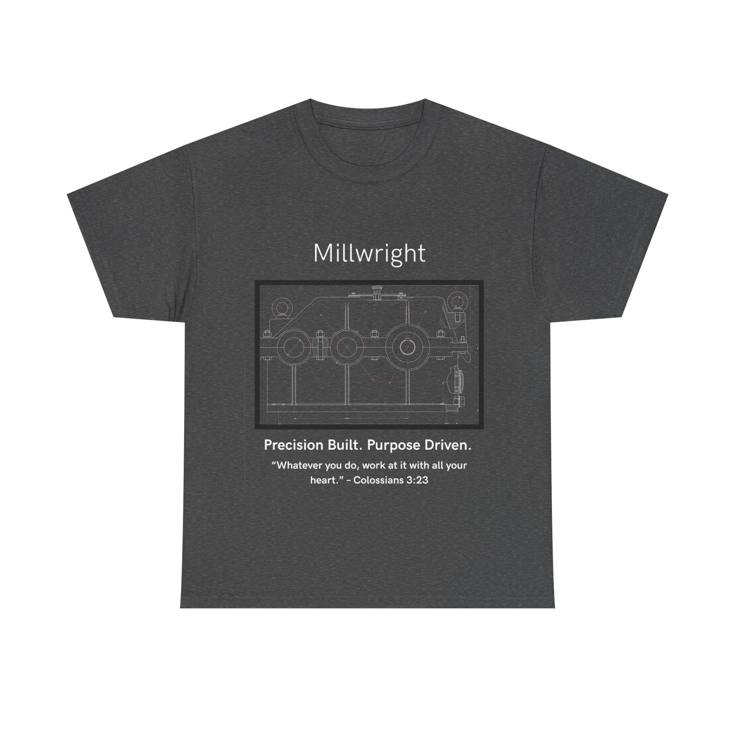 Gearbox Blueprint Unisex Tee - Millwright Precision Built Bible Verse Shirt, Craftsmanship