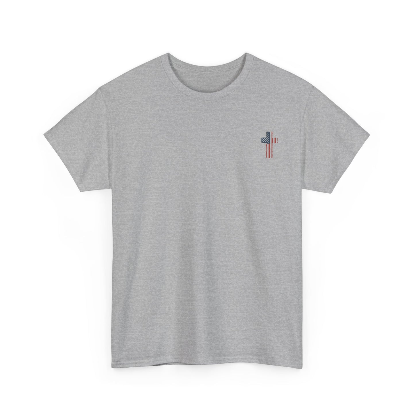 American Flag Cross Unisex Heavy Cotton Tee, Patriotic Shirt, Family Gift, Country T-shirt, Independence Day Clothing