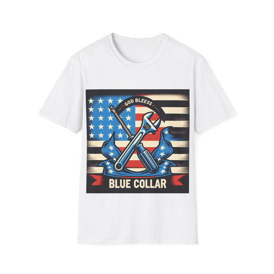 Unisex T-Shirt American Flag Cross Tools Blue Collar Design